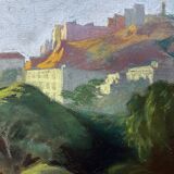 Tableau study Pastel Ed. Pannetier (1884-1965) City and castle