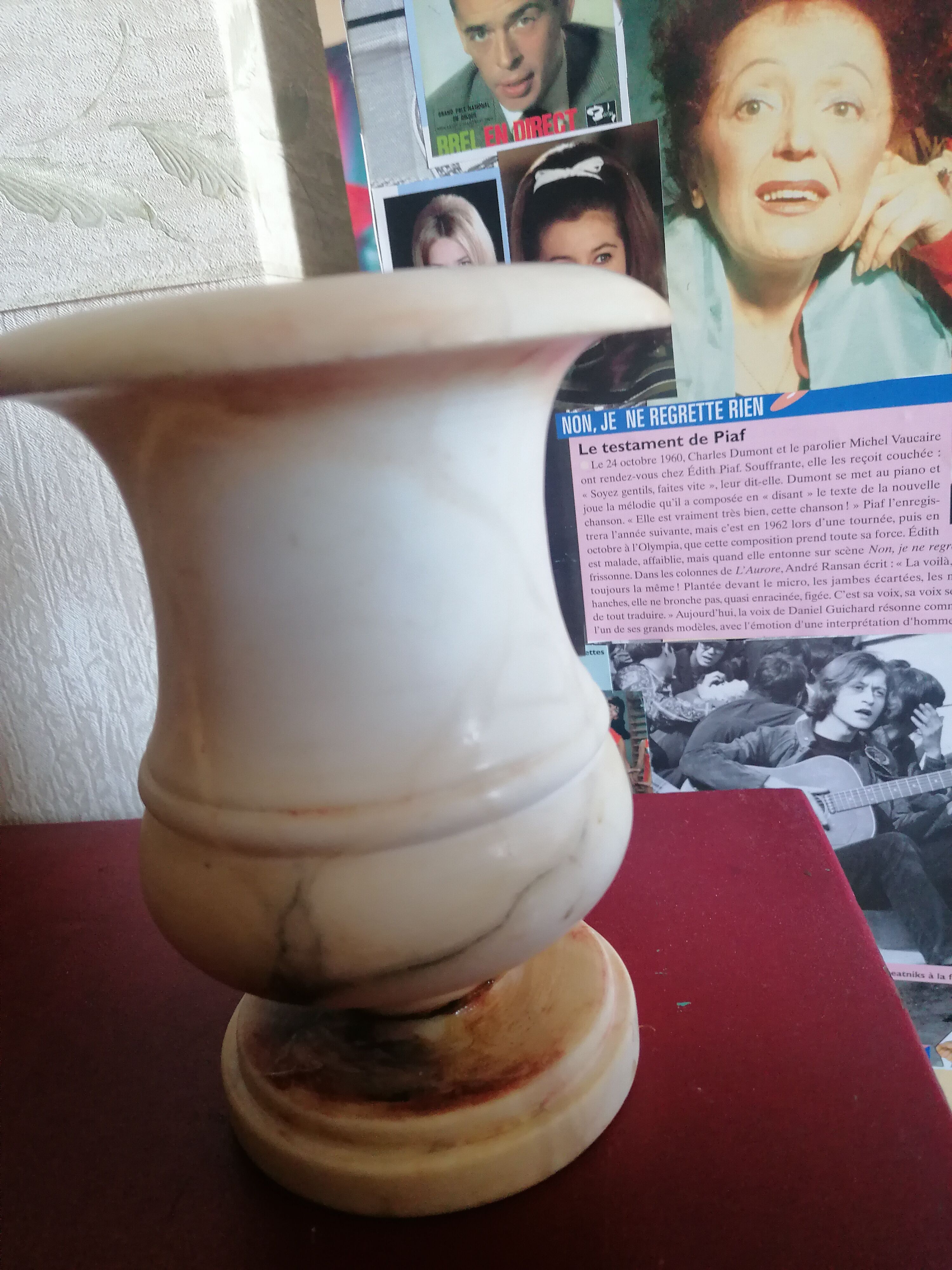 Vase en albatre Médicis rosé et creme