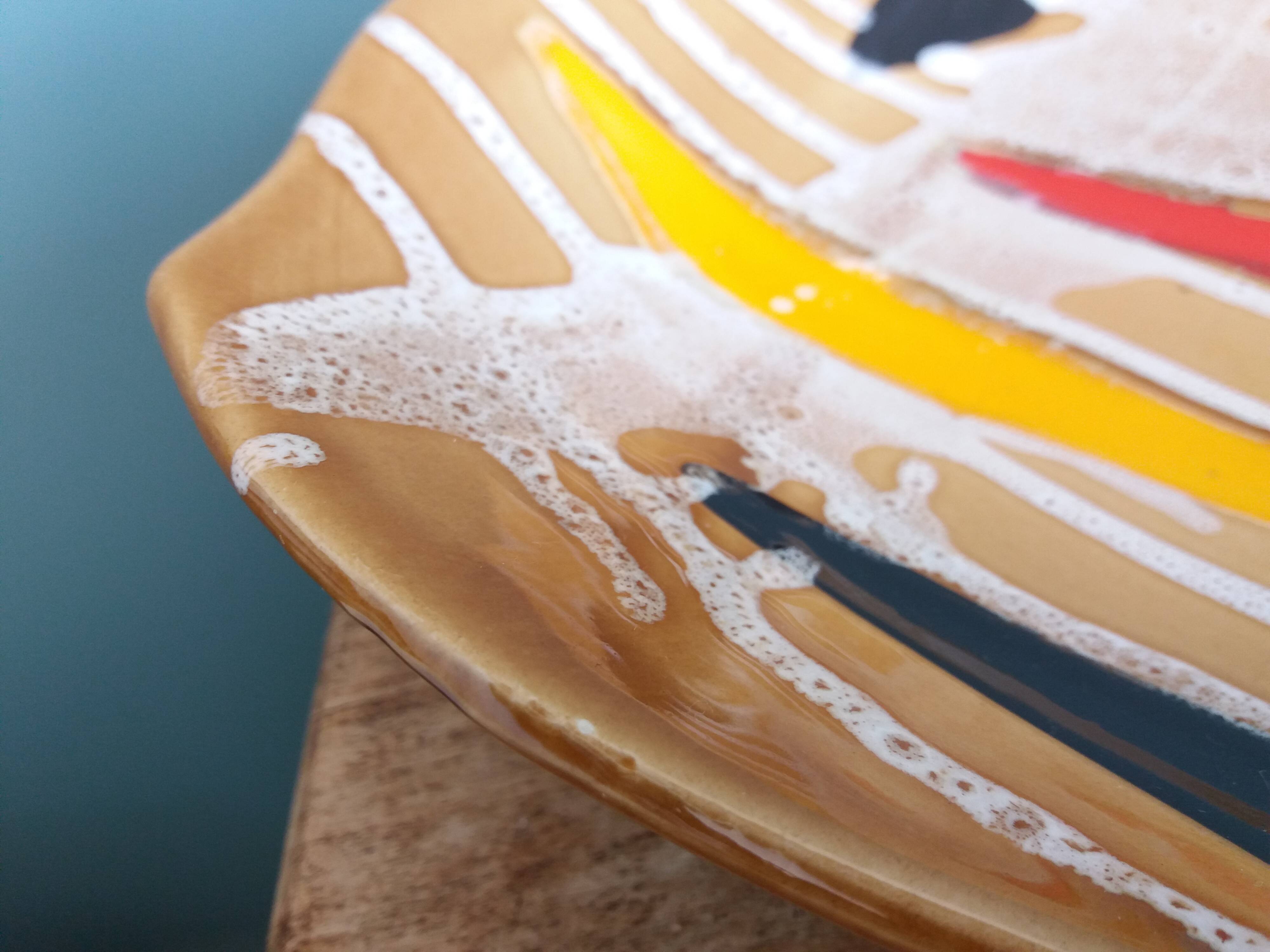 Fruit bowl, ceramic dish Vercor Vallauris style 60s 70s