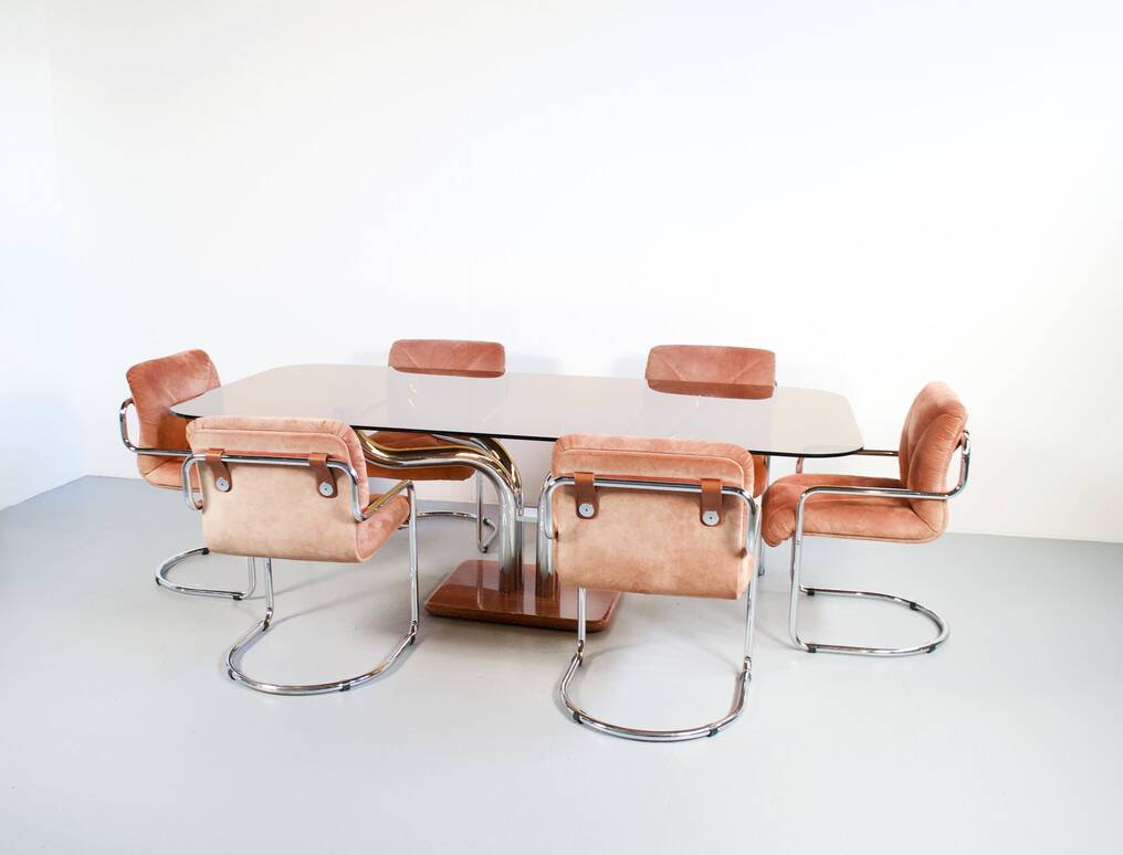 Set of 6 armchairs by Guido Faleschini, 1970s, Mariani Italia, publisher