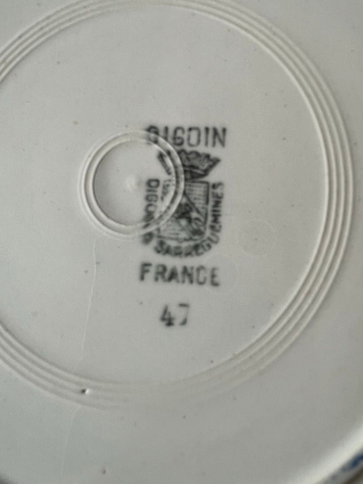 6 flat plates old Digoin & Sarreguemines decoration "blue rose"