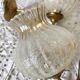 Pair of retro wall lights in glass and gold metal