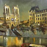 Richard KAISER: oil on canvas view of Notre Dame from the Seine