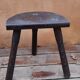 Old farmhouse stool in solid wood, brutalist & authentic, circa 1970's