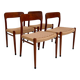 Refurbished set of 4 Model 75 chairs by Niels Møller, 1960s