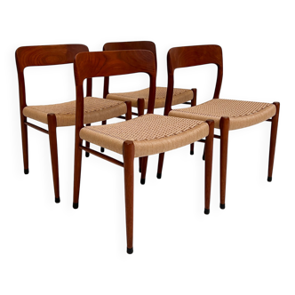 Refurbished set of 4 Model 75 chairs by Niels Møller, 1960s