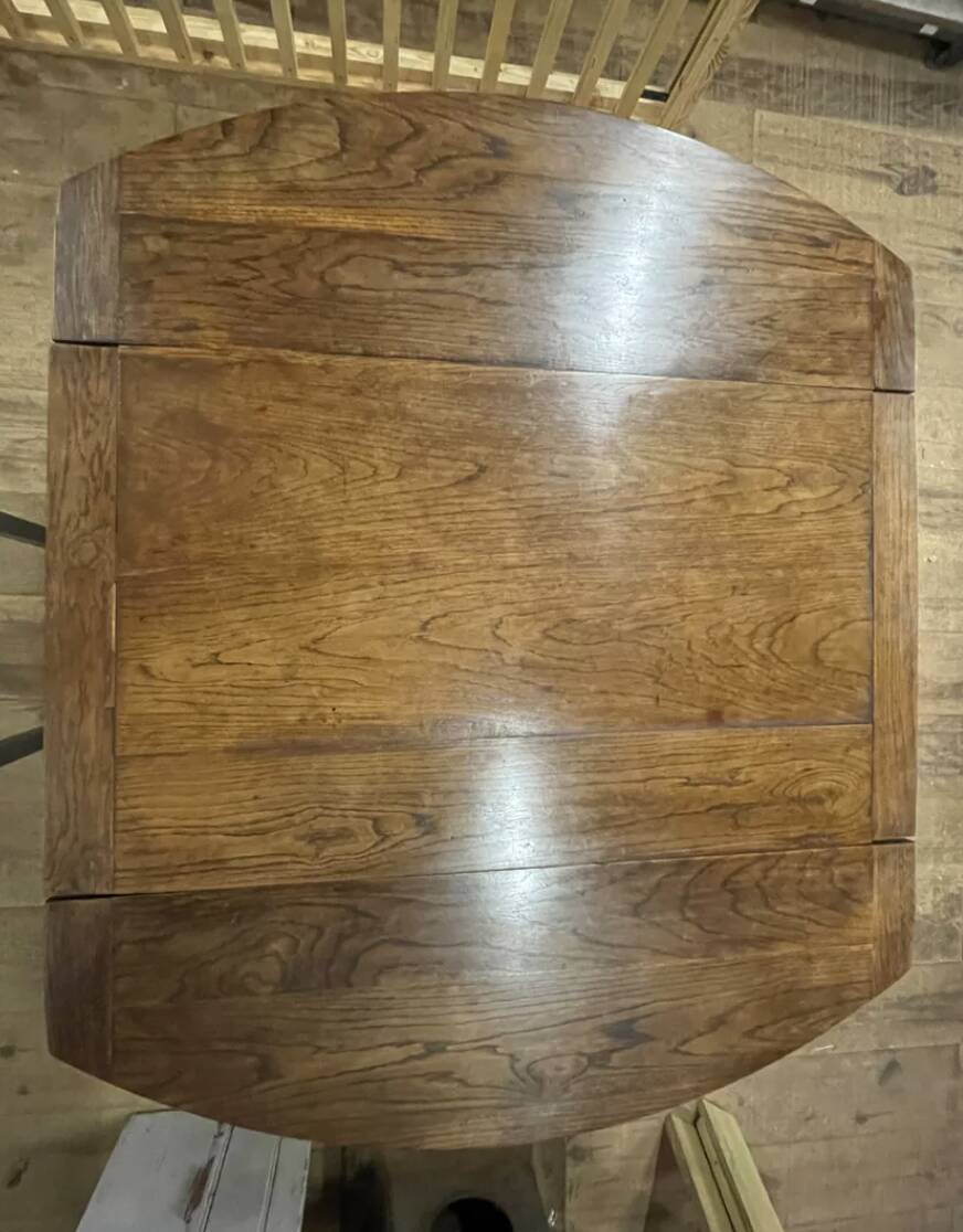 Solid wood farmhouse table with drop-leaves