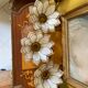 Set of vintage mother-of-pearl and brass wall lamps