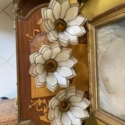 Set of vintage mother-of-pearl and brass wall lamps