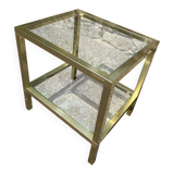 Vintage 1980s rectangular gold metal end table/shelf by pierre vande