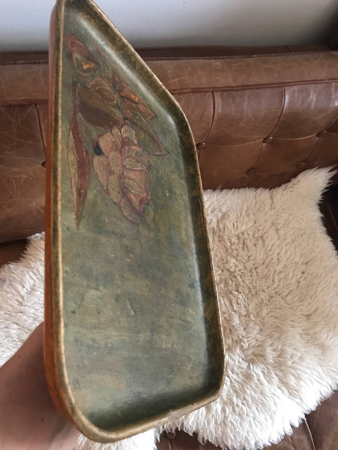 Painted wooden tray