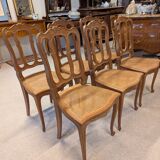 6 Louis XV oak caned chairs