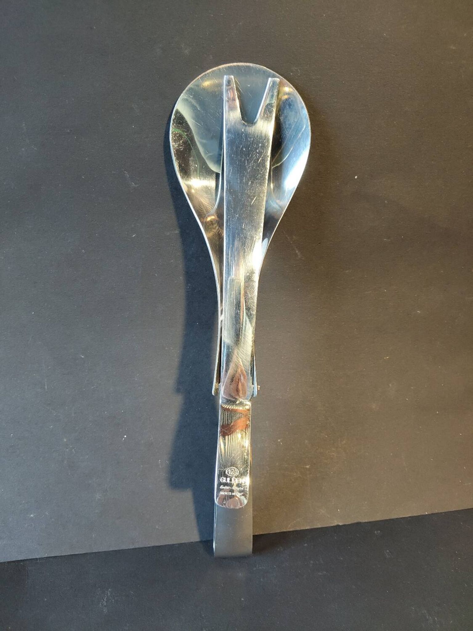 Modernist salad tongs gulden – polished stainless steel – 1970s