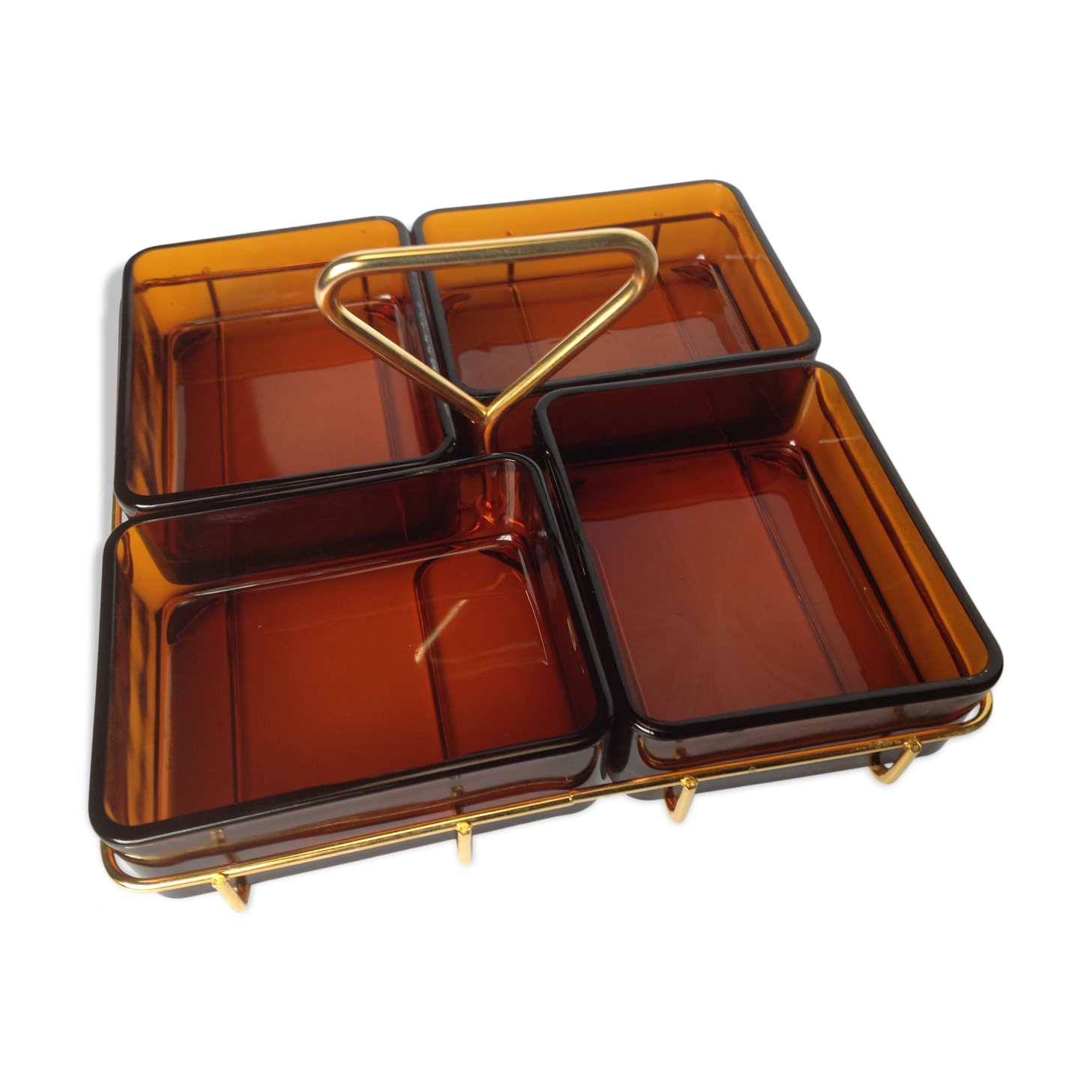 Glass and gold metal aperitif tray