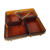 Glass and gold metal aperitif tray
