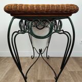 Rattan console and wrought iron