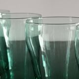 5 old vintage emerald green glasses