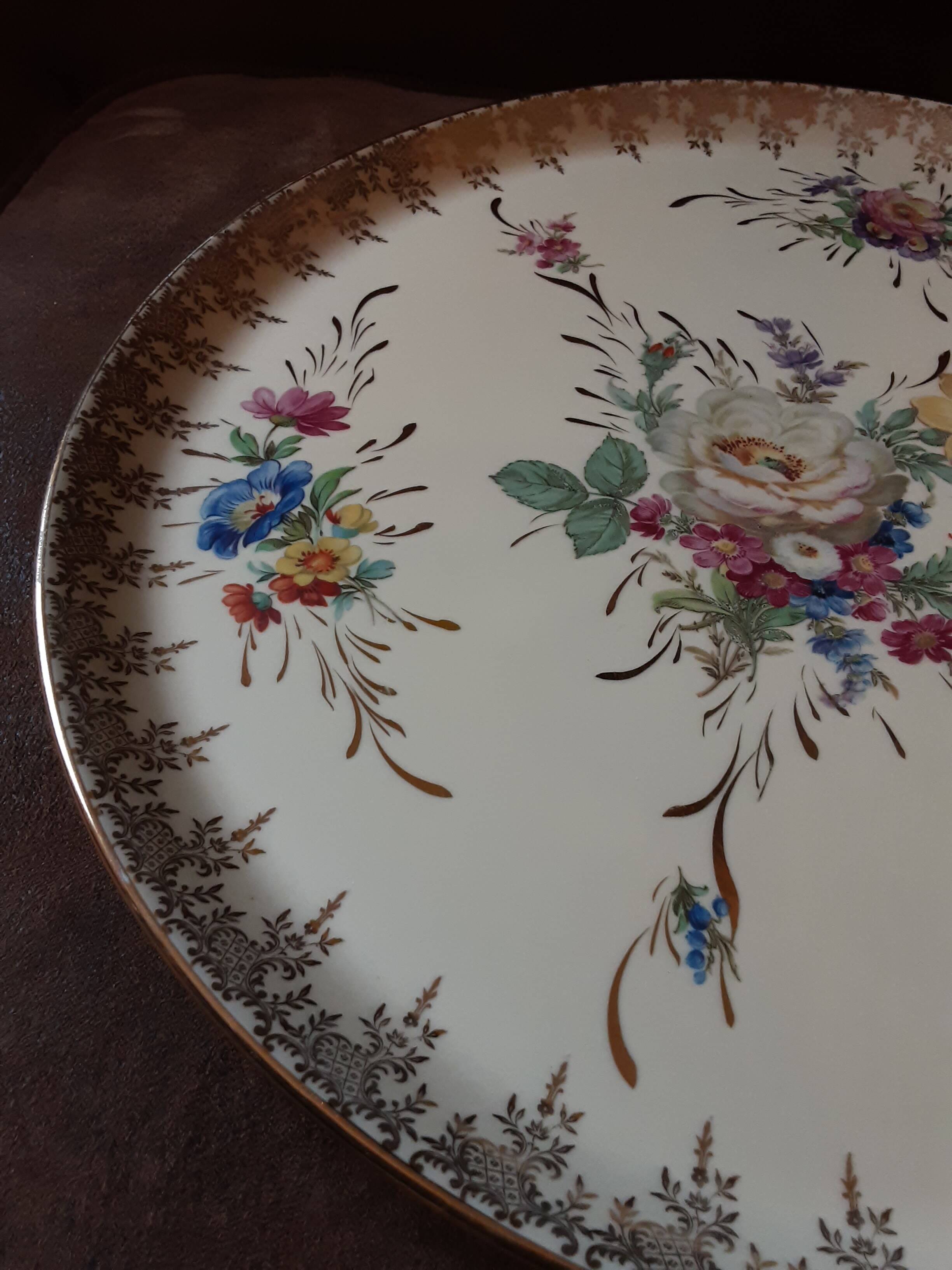 Large porcelain dish Limoges Email