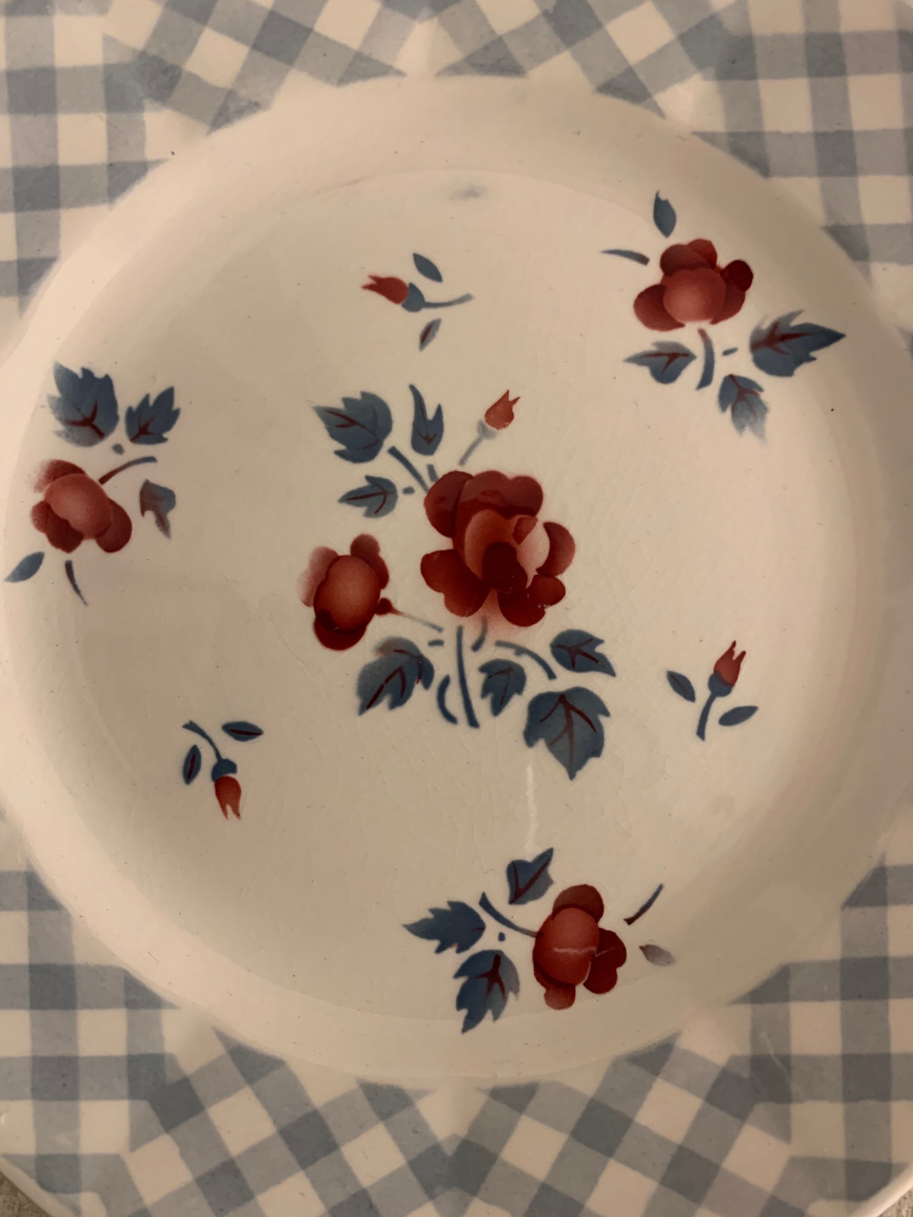 6 dessert plates made of old earthenware Digoin Sarreguemines model Bastia art deco