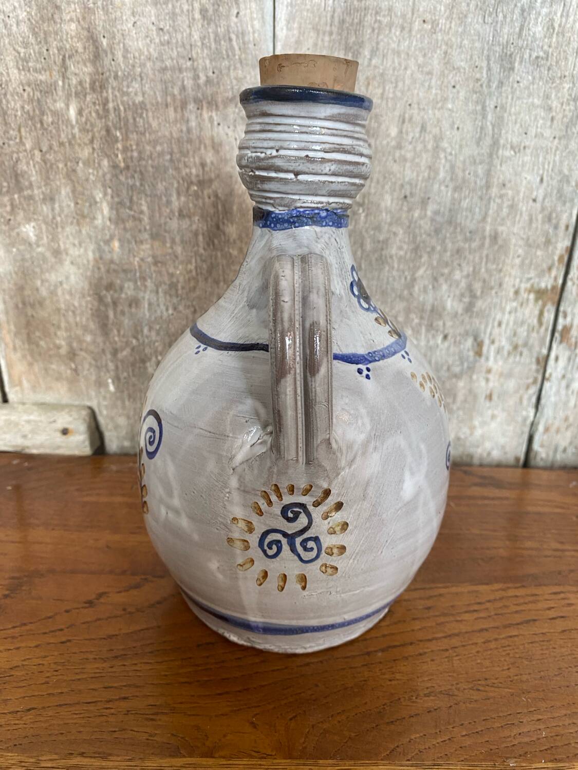 Old grey stoneware bottle brittany decor + vintage cork stopper