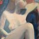 Huile sur toile portrait tableau contemporain tons pastel