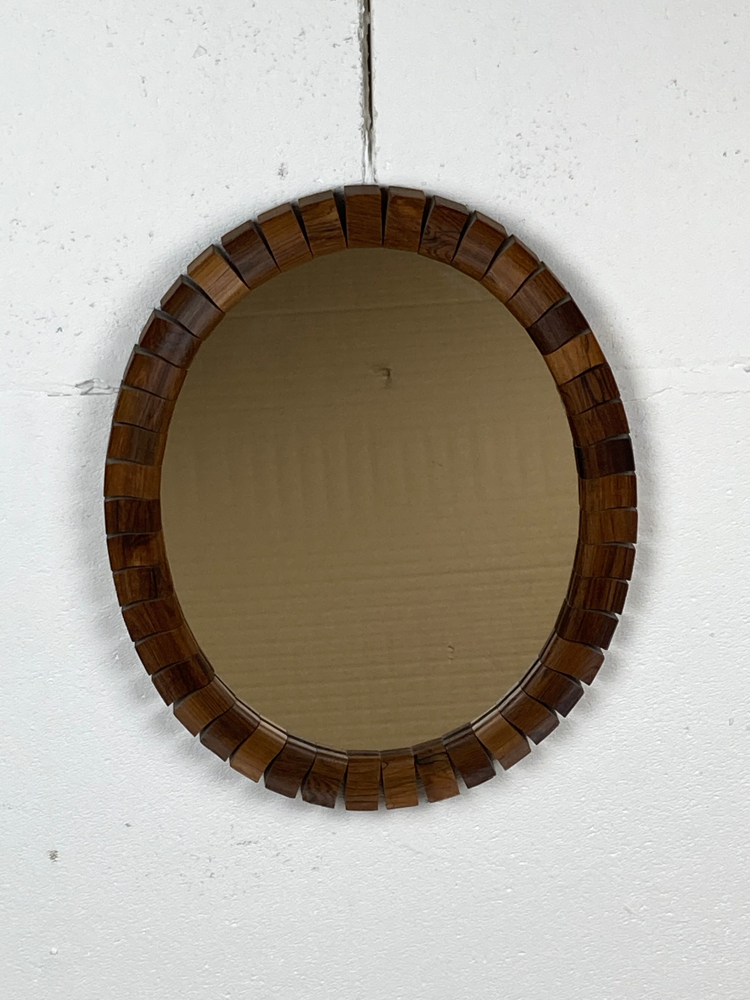 Mid-Century Danish Teak and Rosewood oval Mirror, 1960s