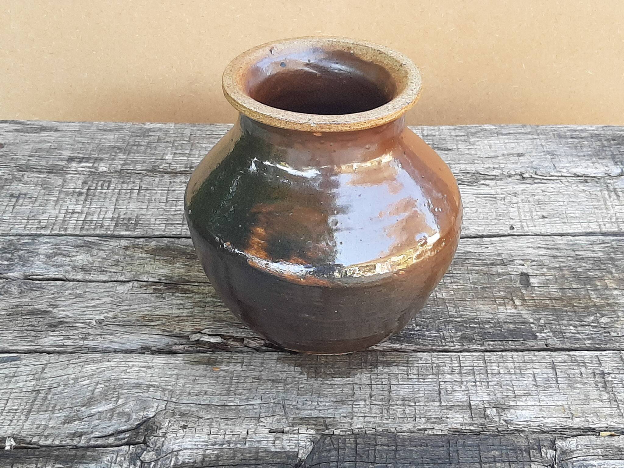 Vintage 1970s glazed stoneware vase