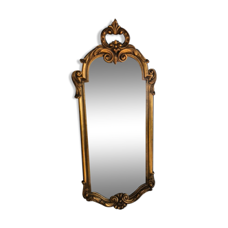 Miroir rocaille bois et stuc doré circa 1950 33x78cm
