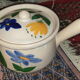 Earthenware service 1970 freehand painted decoration
