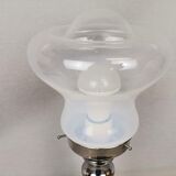 Portuguese mid century modern clear glass chromed buffet table lamp 1970s