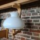 Vintage pendant lamp with opaline "your home" by Guillerme & Chambron