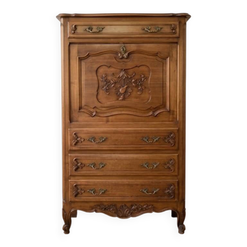 Secrétaire ancien en bois massif sculpté