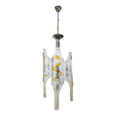 Chandelier XXL en verre de Murano clair et ambre avec chrome par Toni Zuccheri pour Mazzega, Italie, années 1970.