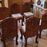 6 carved solid teak chairs