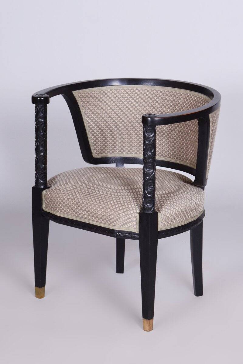 Art Nouveau Livingroom Set in Stained Oak & Upholstery from Wiener Werkstätte, Austria, 1910s, Set of 5