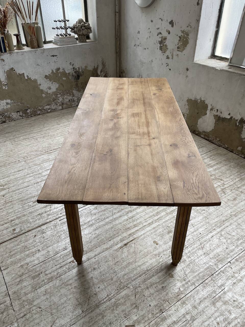 1950s oak butcher's farm table