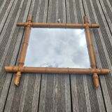 Antique turned wooden mirror