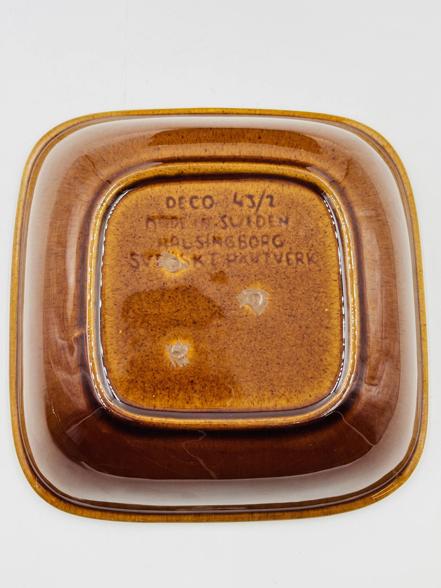 Lot 3 plats carrés en grès Deco Hälsingborg K.J. Svensson