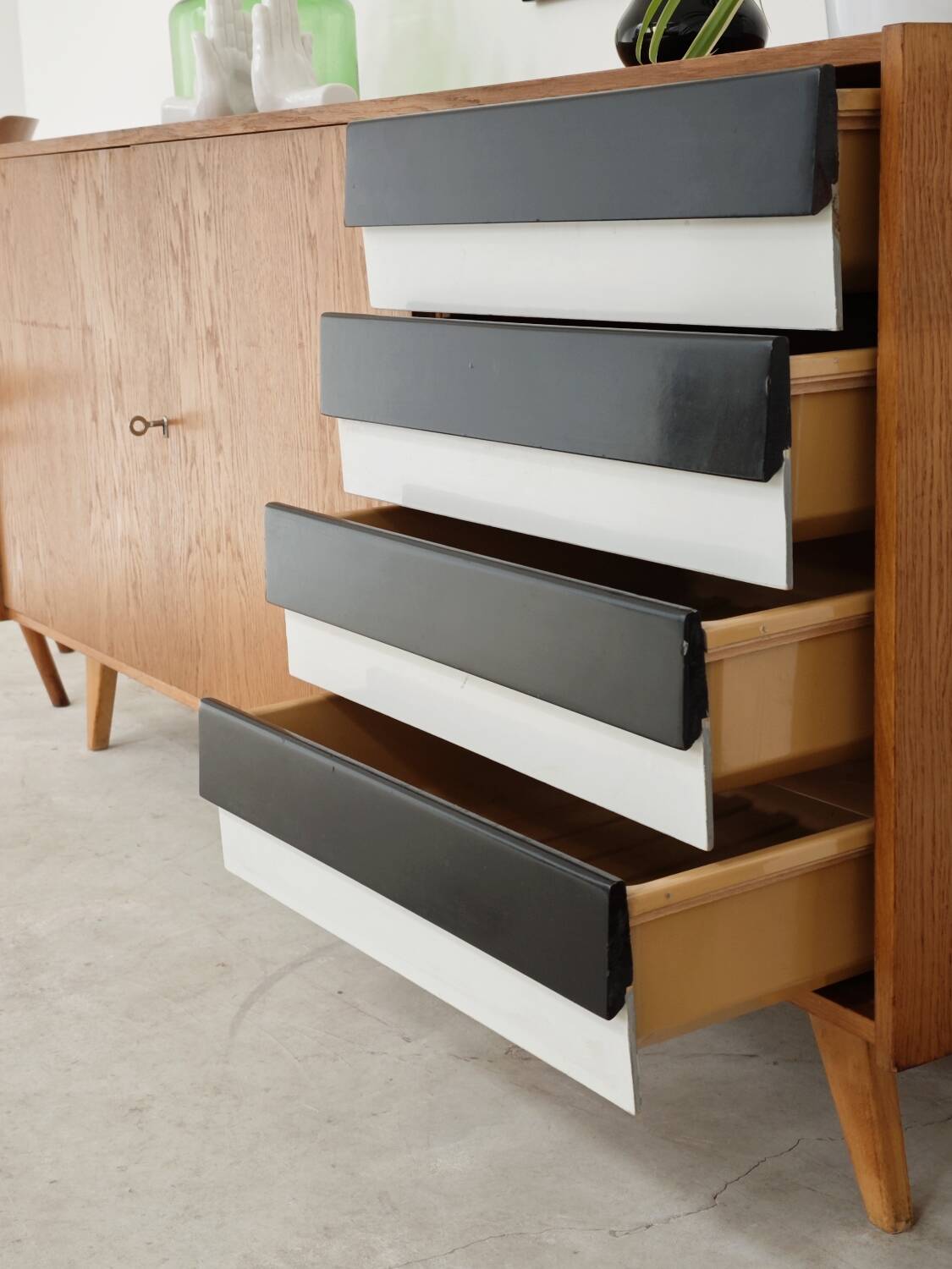 Black and white U 460 sideboard by Jiri Jiroutek for Interier Praha 1960