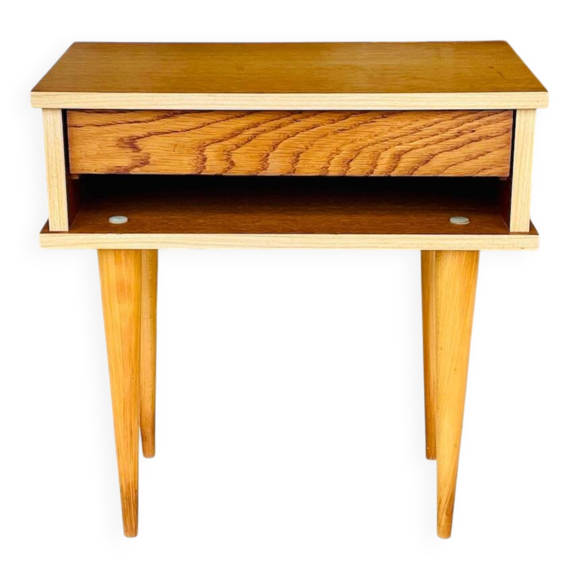 Vintage Scandinavian-style oak bedside table, circa 1960s/1970s