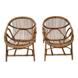 Pair of rattan basket armchairs, 1960s