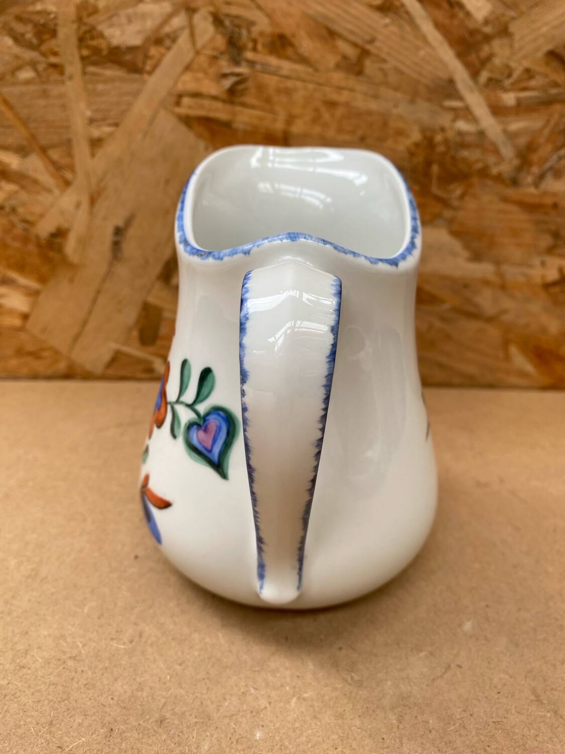 Antique Deshoulleres Deswarte Pitcher White Ceramic Painted Decor Vintage