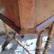 Console, side desk or dressing table in wood with marquetry top and 2 drawers