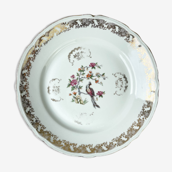 Plat rond porcelaine Limoges "Faisant"