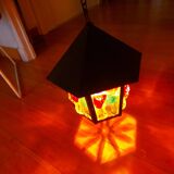 Pendant light, stained glass vestibule lantern