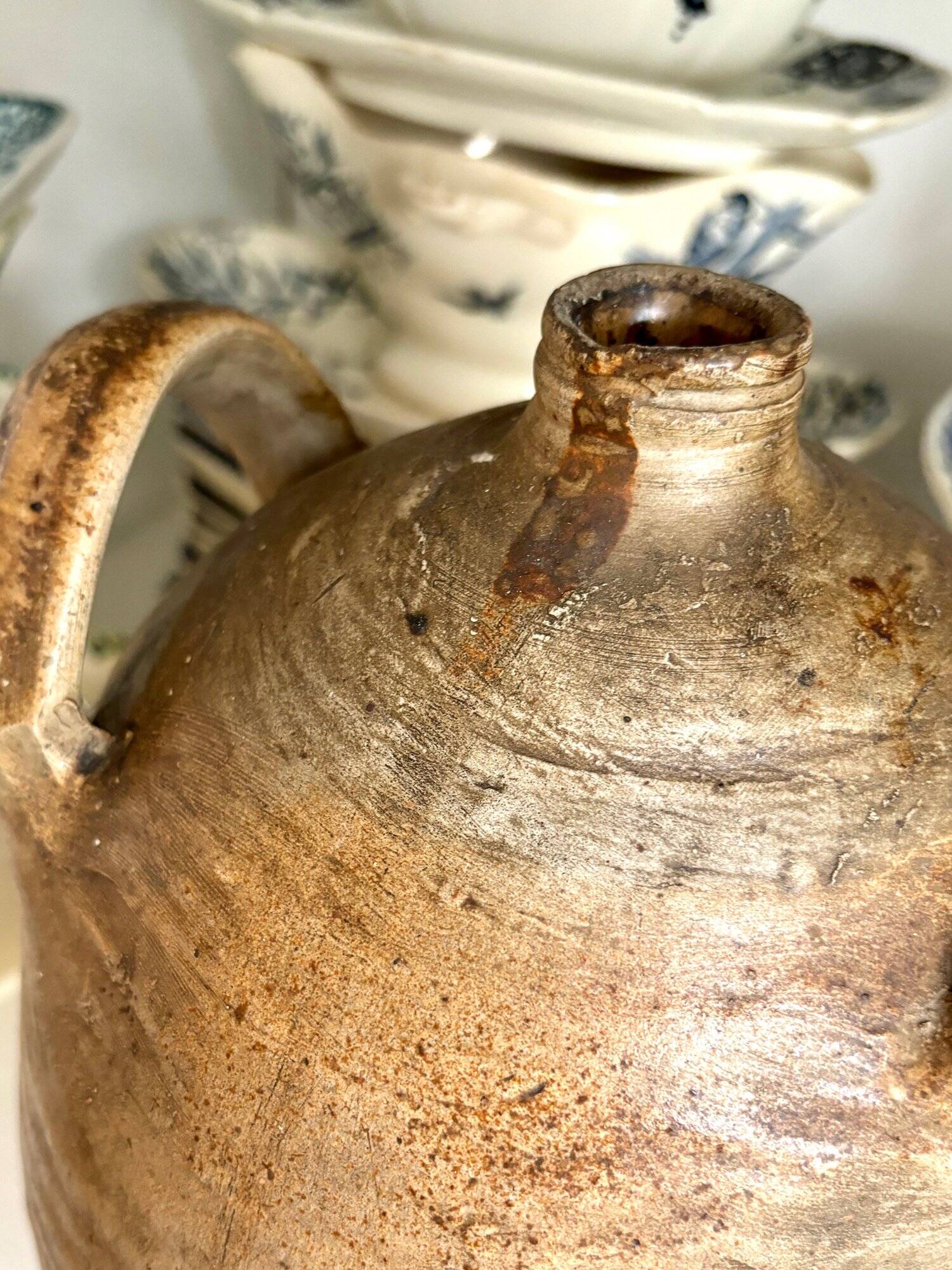 Brown stoneware jar