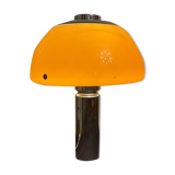 Vintage mushroom desk lamp, chrome design and orange Plexiglas