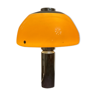 Lampe de bureau champignon vintage ,design chromé et plexiglas orange