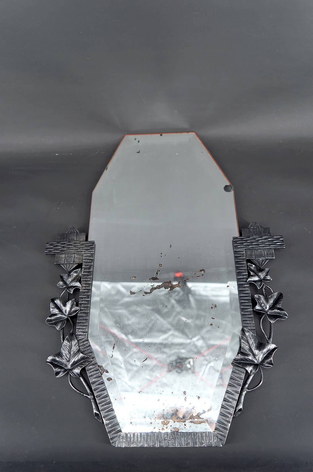 Wrought iron mirror signed Serva, Art Deco, Nancy School, France, c. 1925