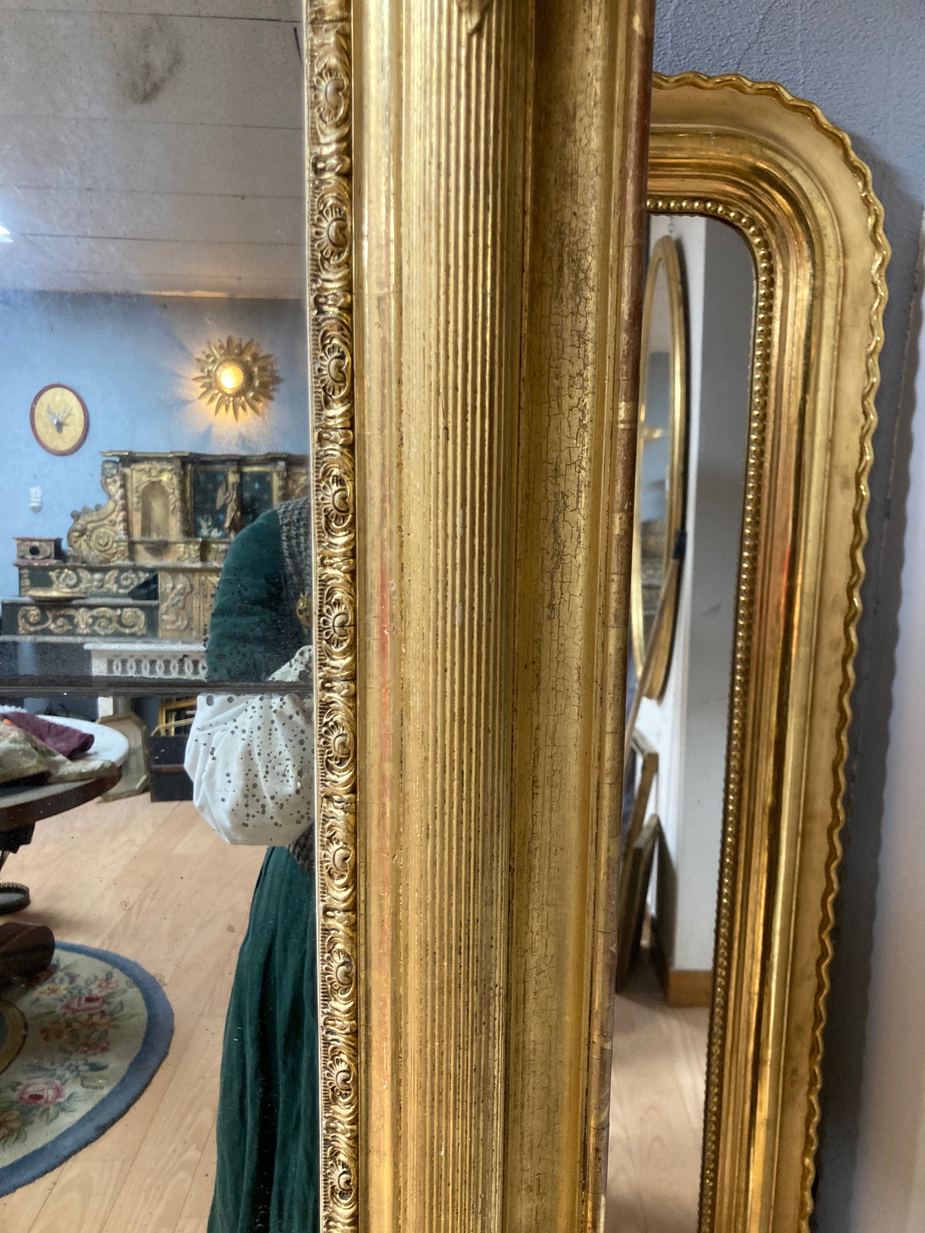 Gilded wooden mirror Napoleon III 186x119cm